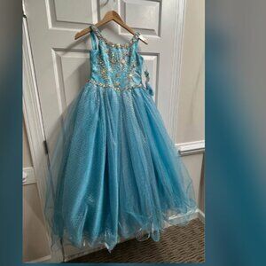 Ritzee Girl’s Ball Gown Dress Blue Turquoise Size 8 New Retail $493